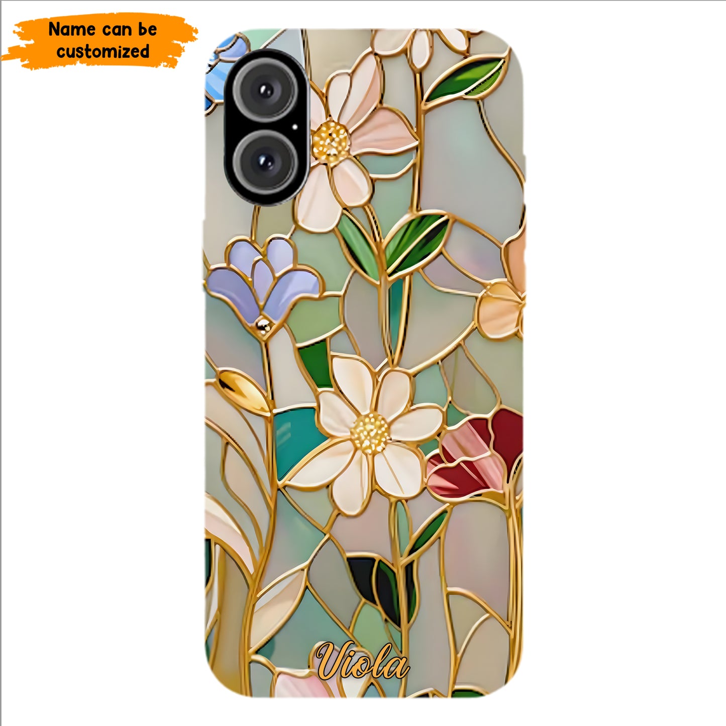 Personalized Wildflower Stained Glass Effect Phone Case