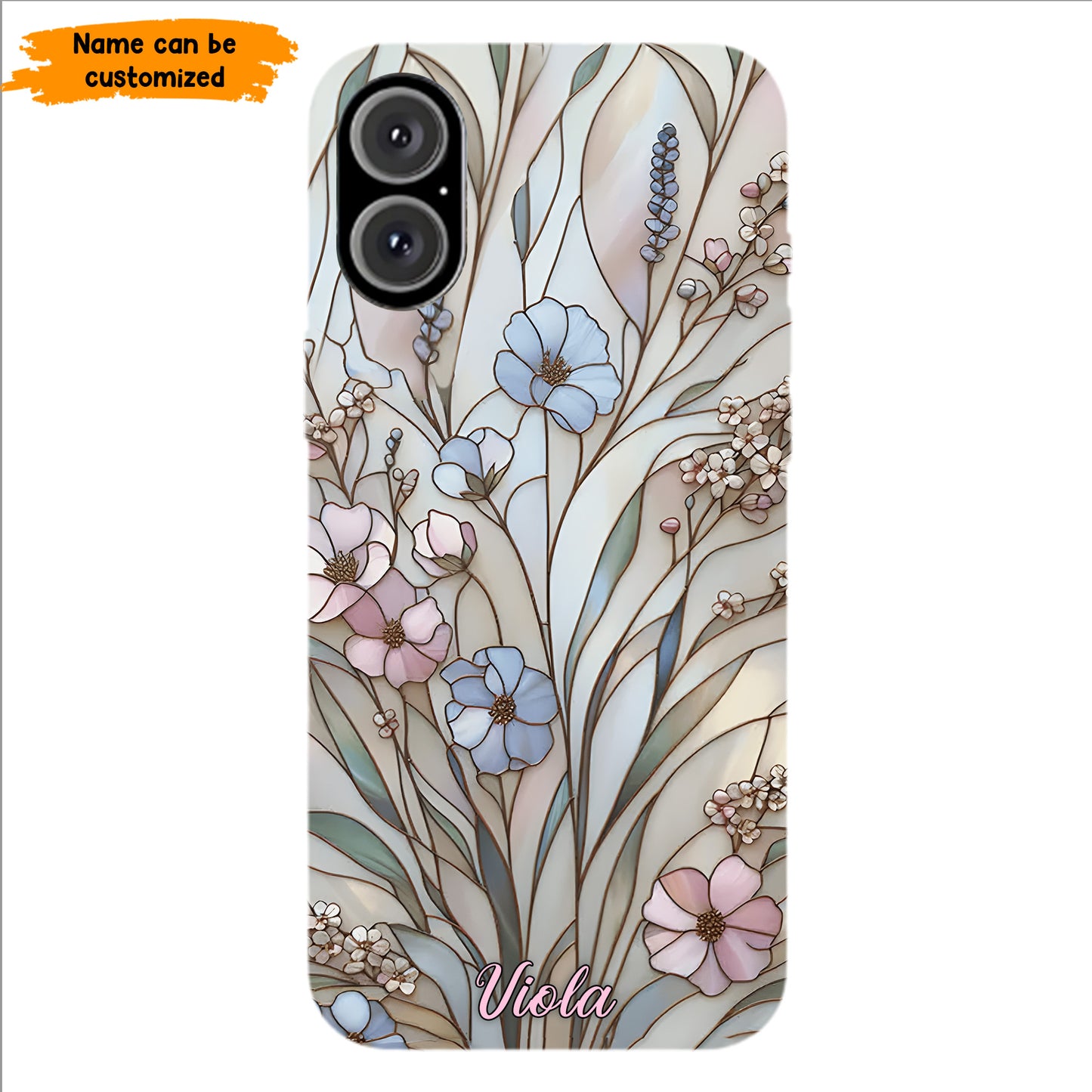 Wildflower Stained Glass Effect  – Personalized Flower Phone Case