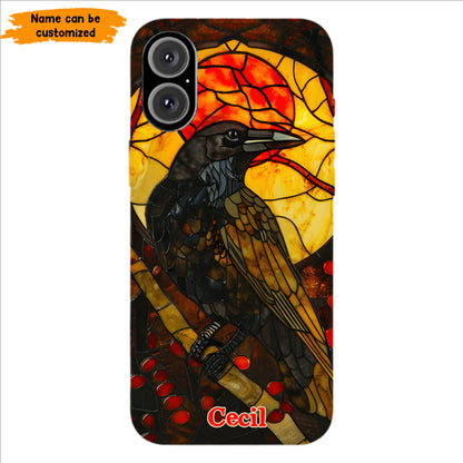 Personalized Stained Glass Raven Phone Case