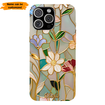 Personalized Wildflower Stained Glass Effect Phone Case
