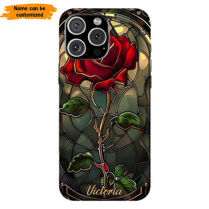 Personalized Stained Glass Rose Phone Case