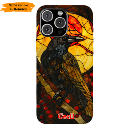 Personalized Stained Glass Raven Phone Case