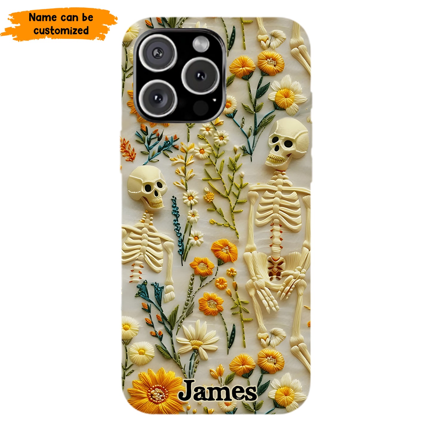 Personalized Skeleton Flower Phone Case
