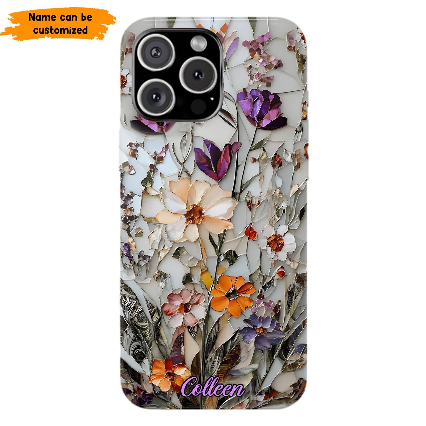 Mosaic Pressed Flowers – Personalized Phone Case