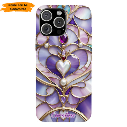 Personalized Royal Heart Stained Glass Phone Case