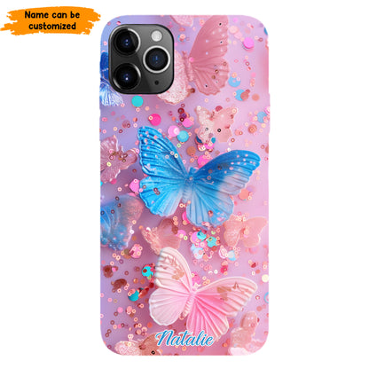 Personalized Butterfly Glitter Phone Case