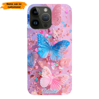 Personalized Butterfly Glitter Phone Case