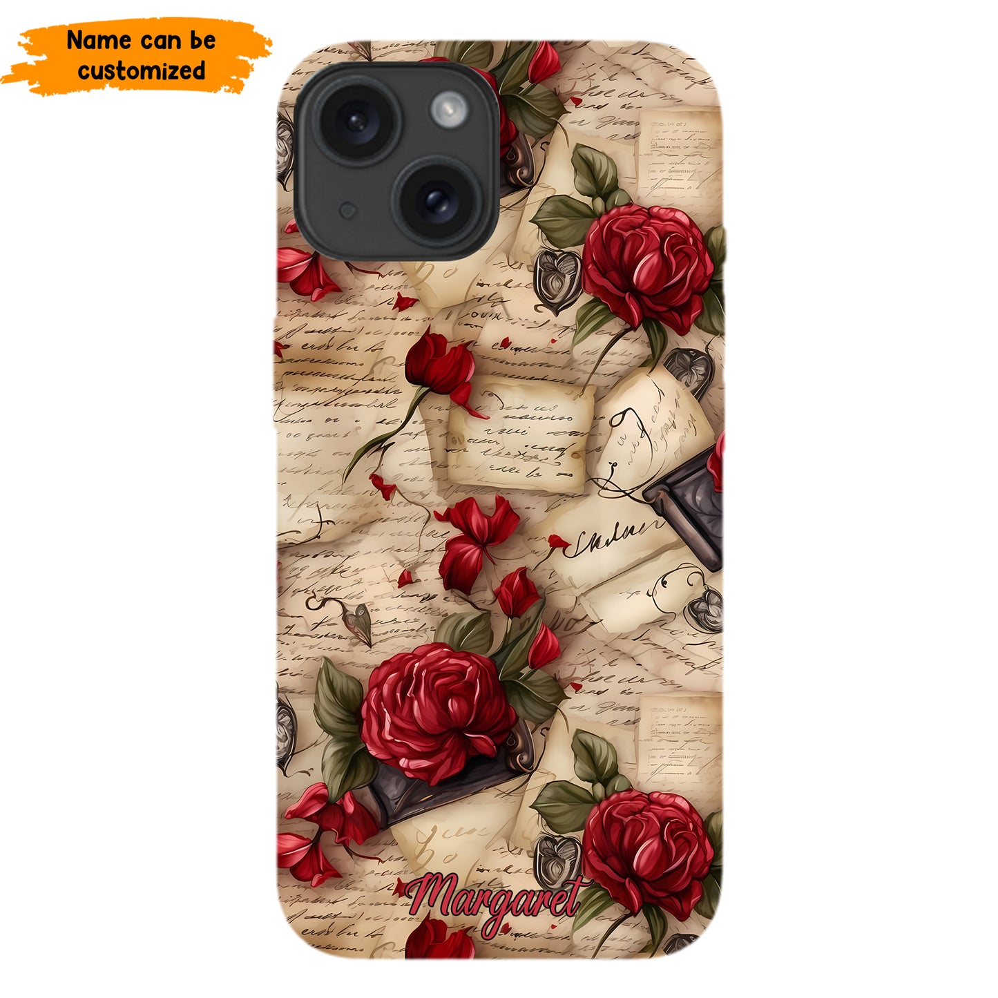 Personalized Vintage Letter & Rose Phone Case – Elegant & Romantic