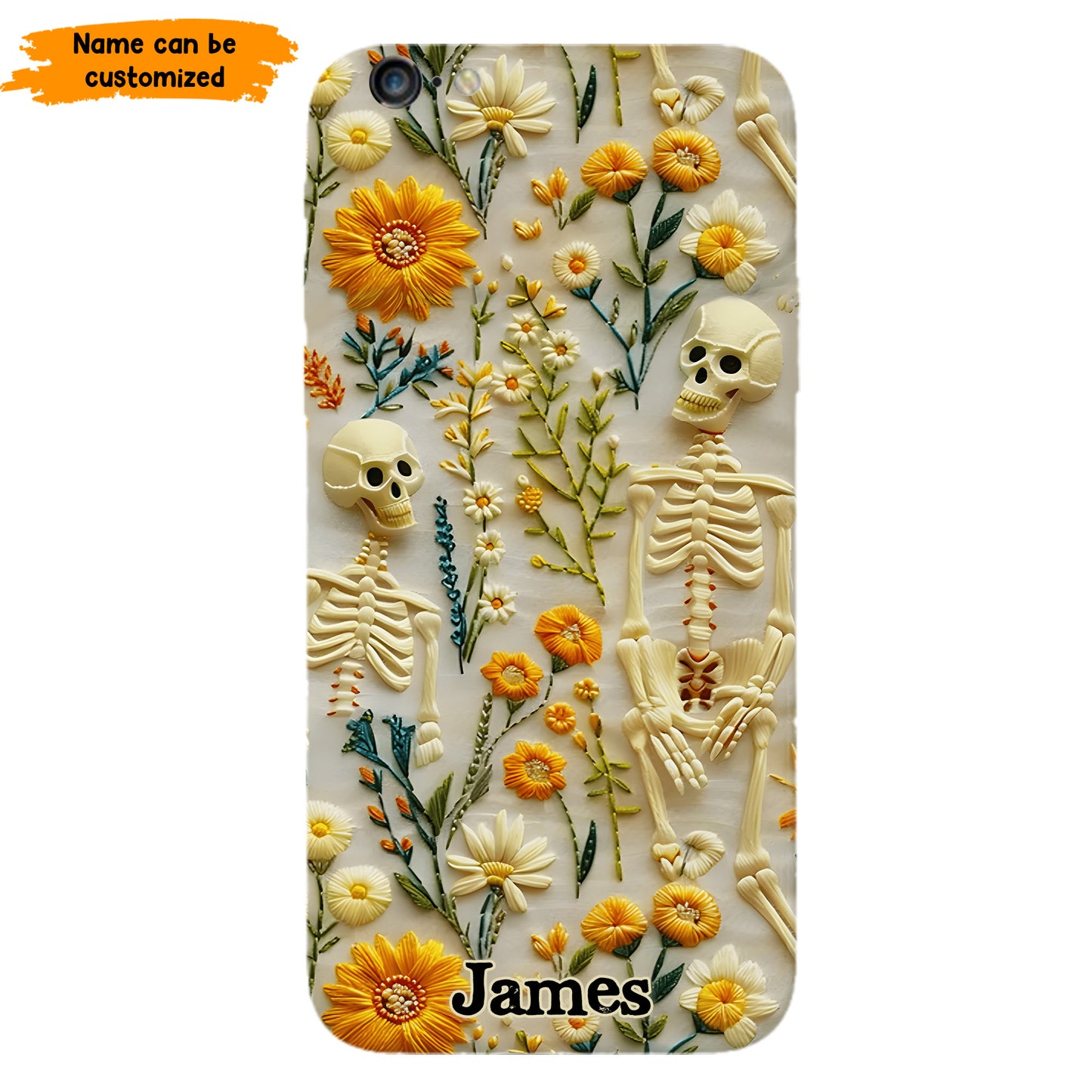 Personalized Skeleton Flower Phone Case