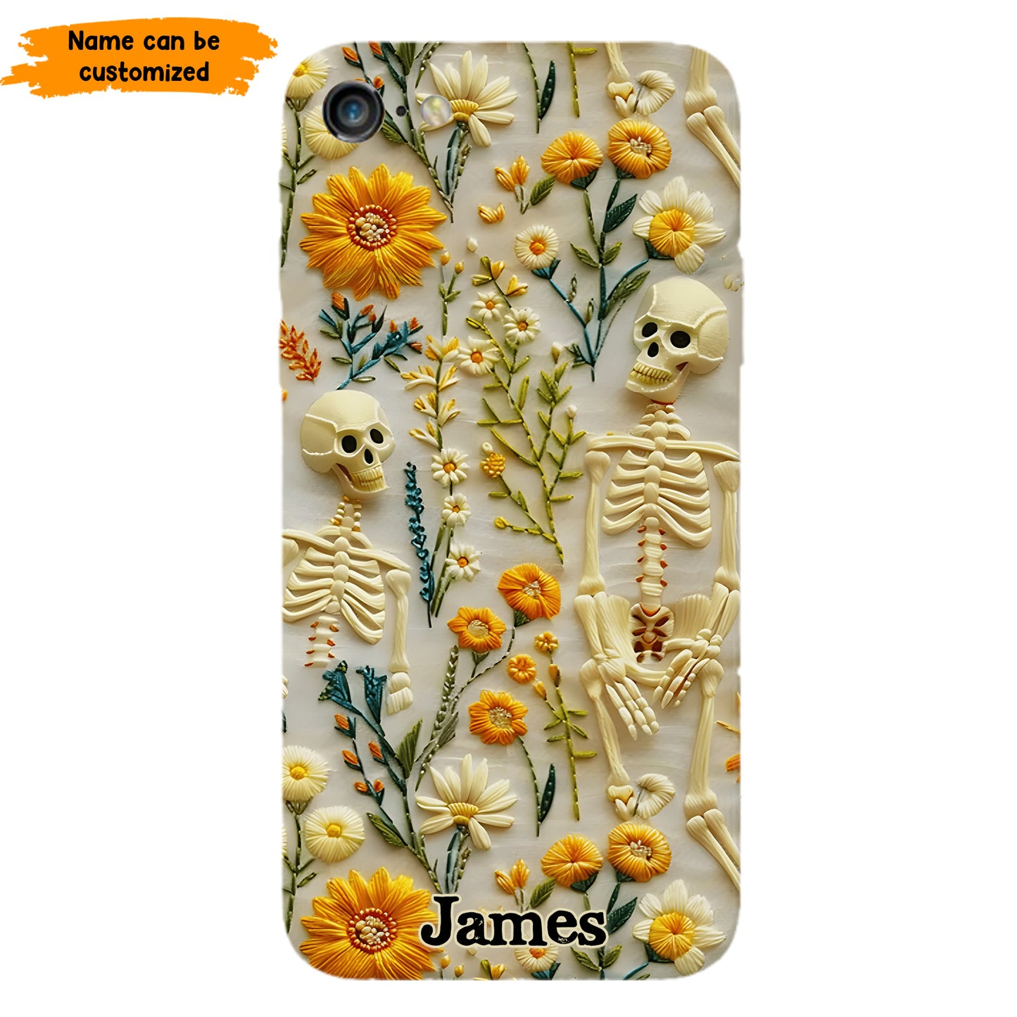 Personalized Skeleton Flower Phone Case