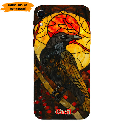 Personalized Stained Glass Raven Phone Case