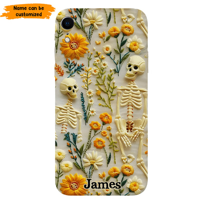 Personalized Skeleton Flower Phone Case