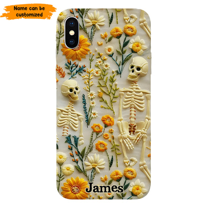 Personalized Skeleton Flower Phone Case