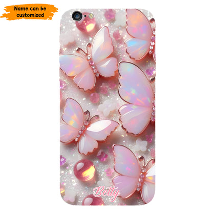 Personalized Pink Opal Butterfly Phone Case
