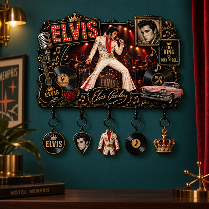 Elvis Presley King of Rock ’n’ Roll Vintage Key Holder – Music Legend Wall Key Rack