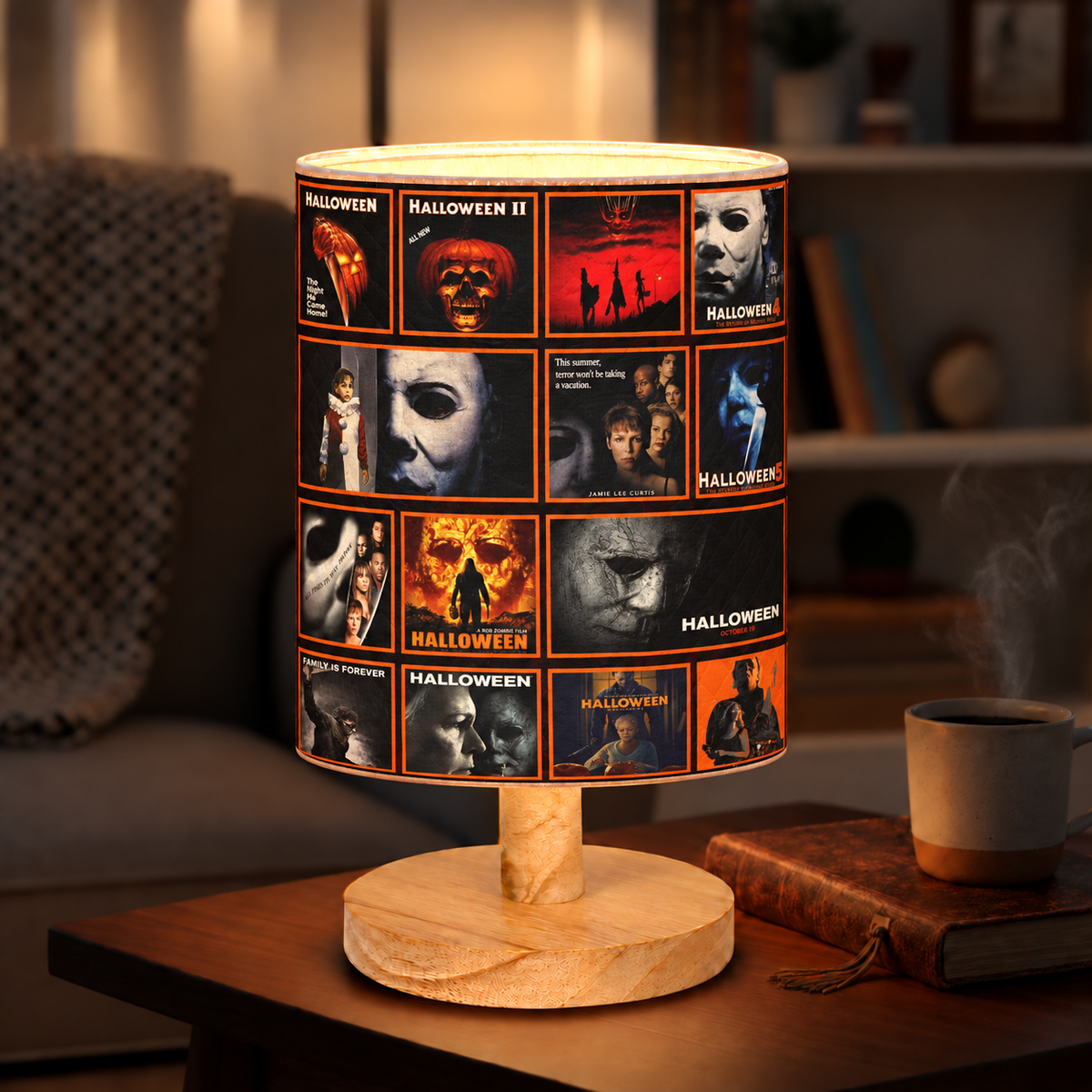 Halloween Horror Icons Table Lamp – Spooky Nightmares Decorative Light