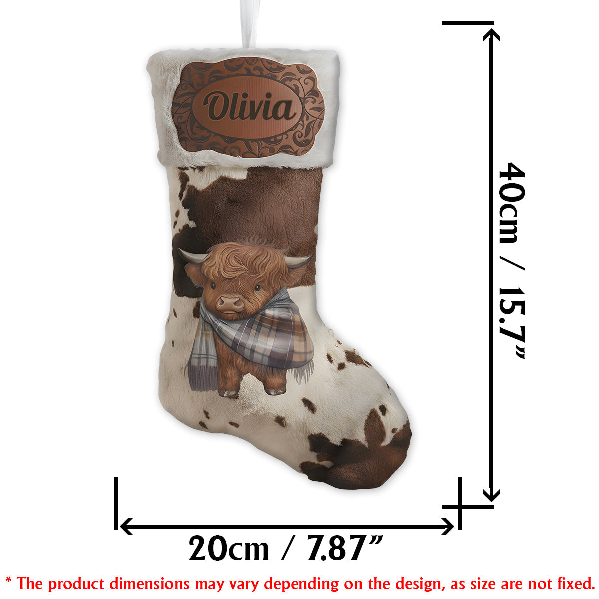 Cute Highland Cow - Personalized Highland Cow Shaped Christmas Stocking