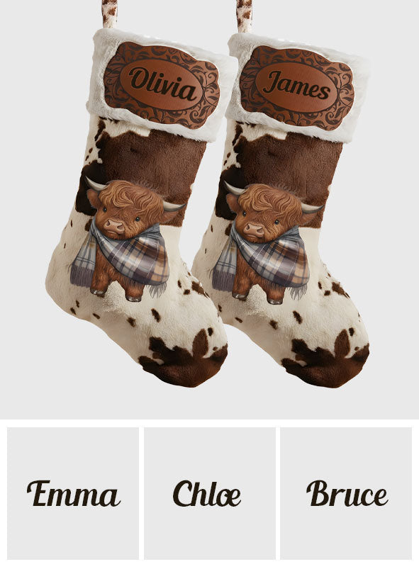 Cute Highland Cow - Personalized Highland Cow Shaped Christmas Stocking