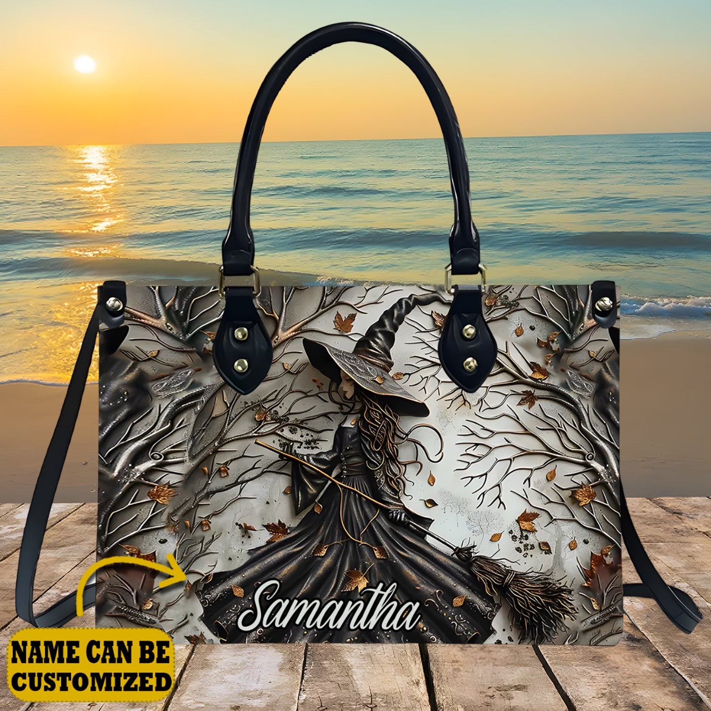 Beautiful Witch Forest - Personalized Witch Leather Handbag
