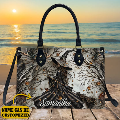 Beautiful Witch Forest - Personalized Witch Leather Handbag