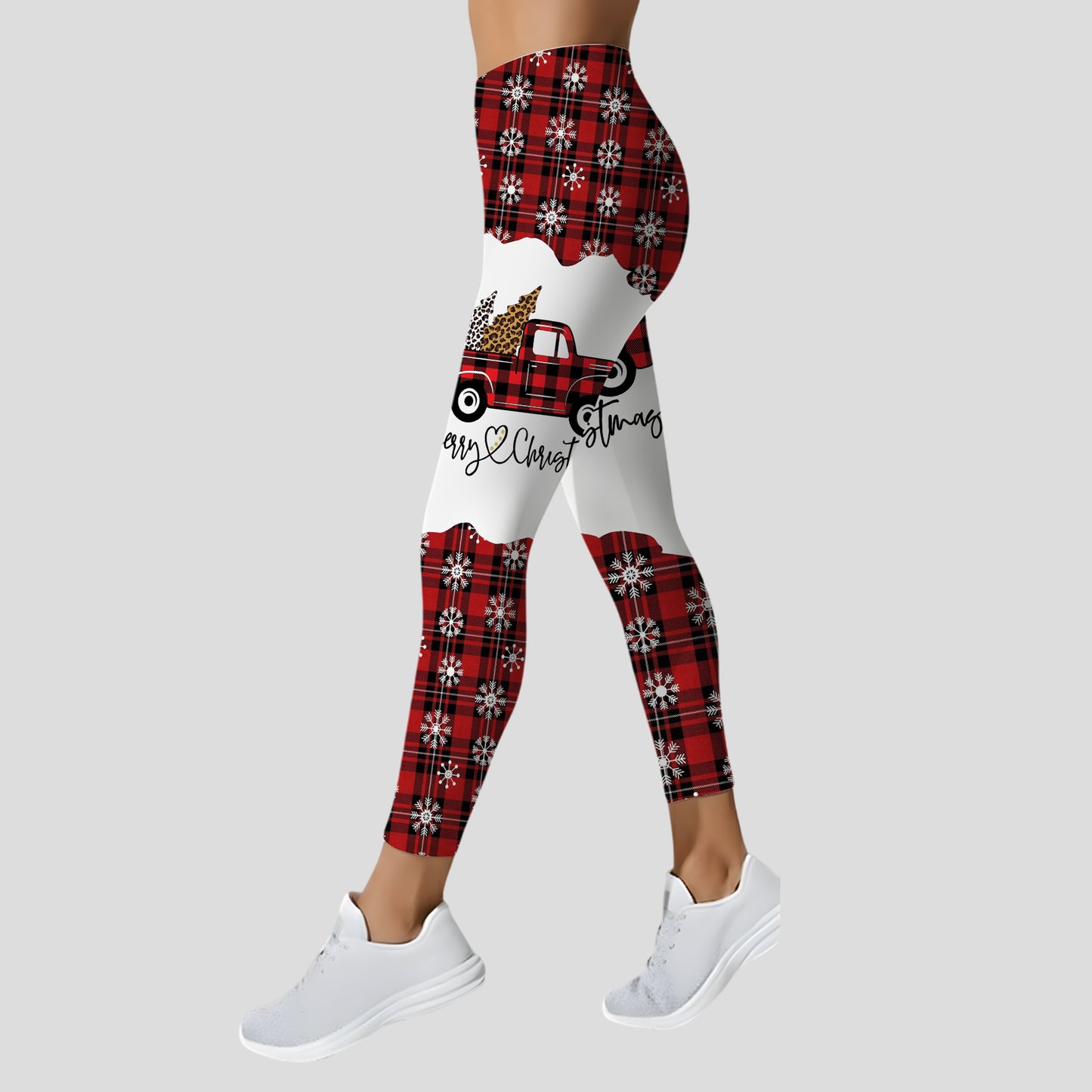Personalized Christmas Plaid Truck Hoodie & Leggings Set