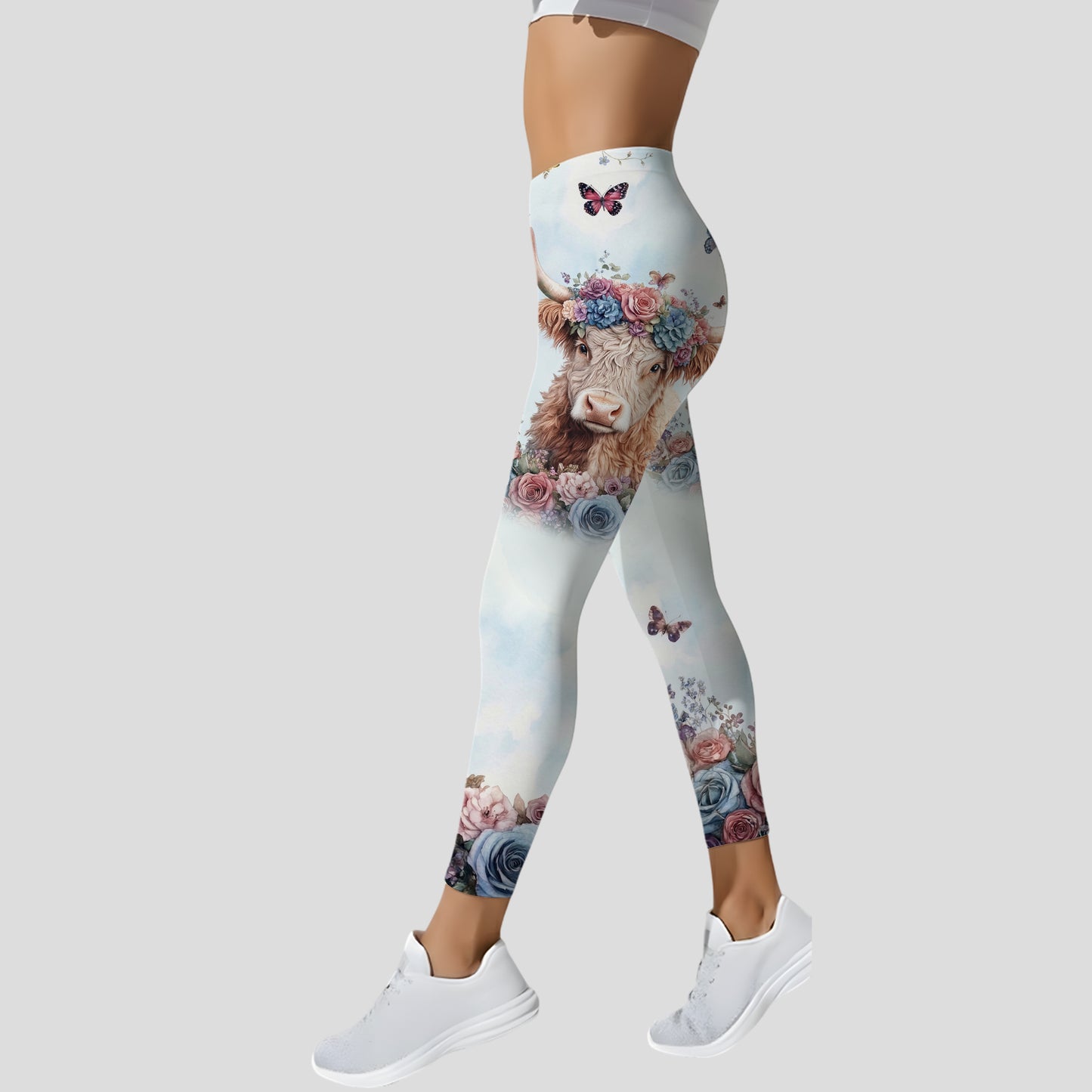Personalized Floral Highland Cow Hoodie & Leggings Set