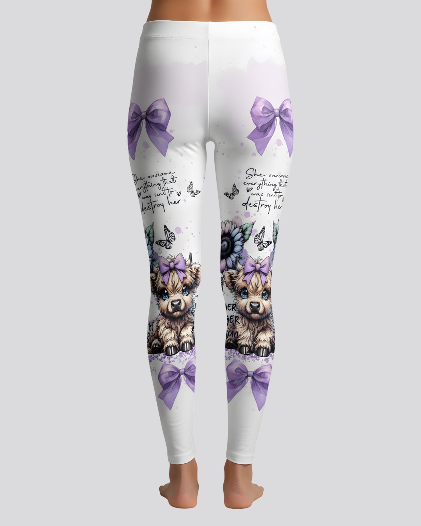 Highland Cow & Flowers - Personalized Highland Cow Hoodie and Leggings