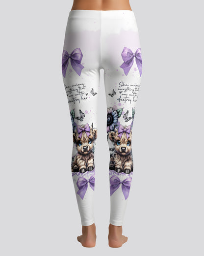 Highland Cow & Flowers - Personalized Highland Cow Hoodie and Leggings