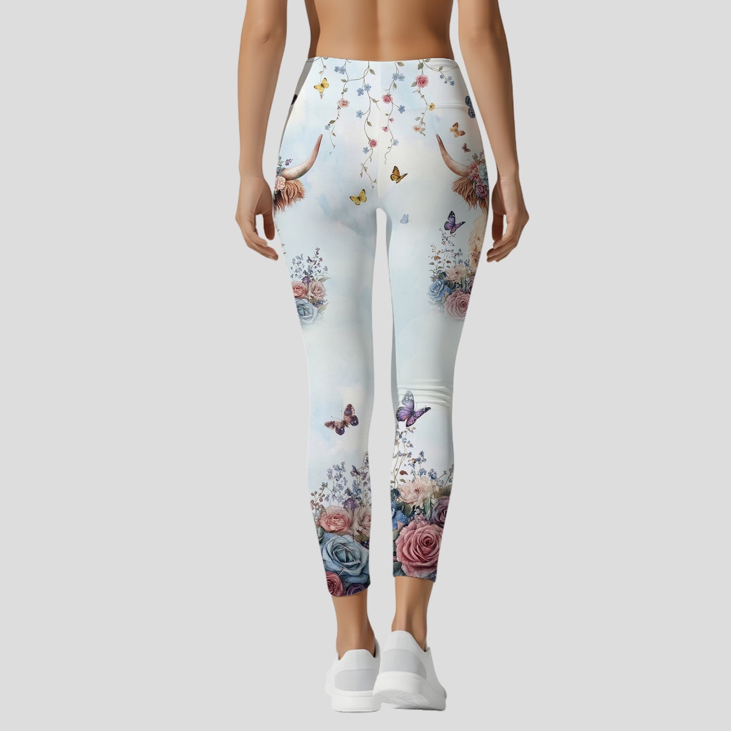 Personalized Floral Highland Cow Hoodie & Leggings Set