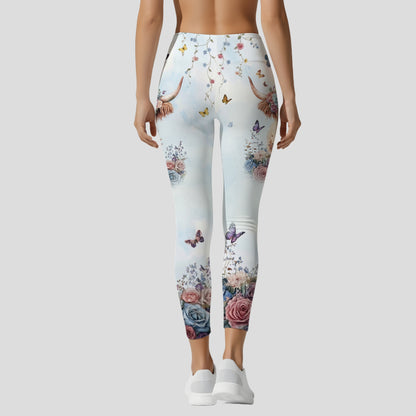 Personalized Floral Highland Cow Hoodie & Leggings Set