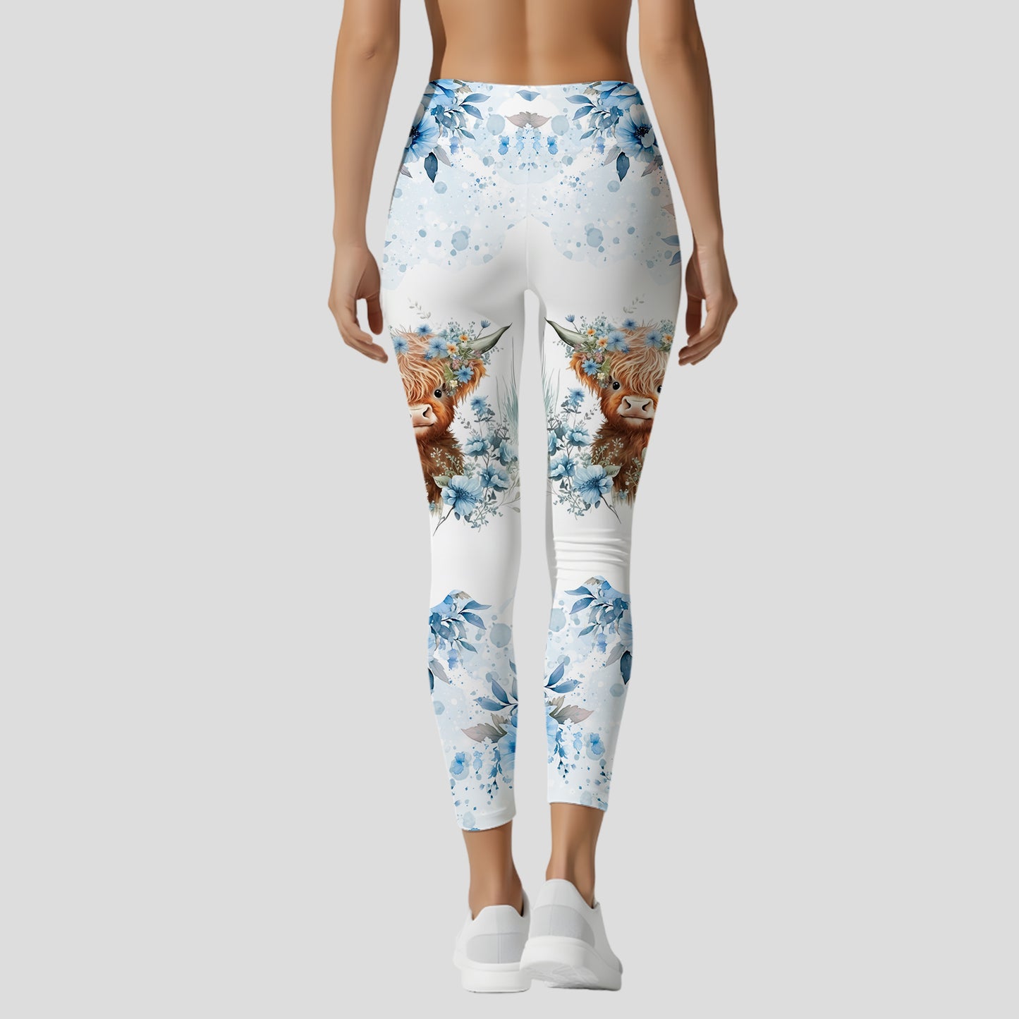 Personalized Floral Highland Cow Hoodie and Leggings