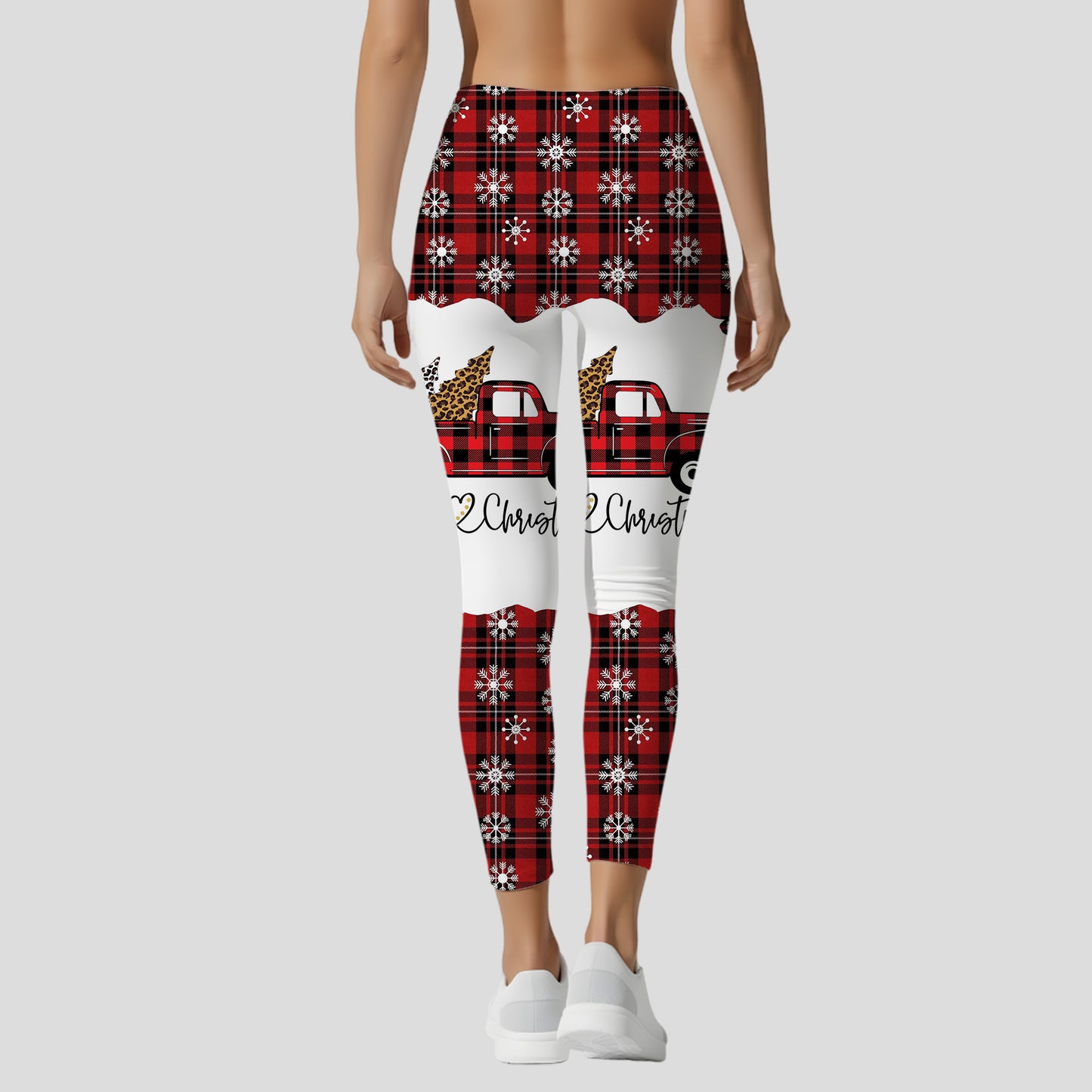 Personalized Christmas Plaid Truck Hoodie & Leggings Set