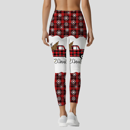 Personalized Christmas Plaid Truck Hoodie & Leggings Set