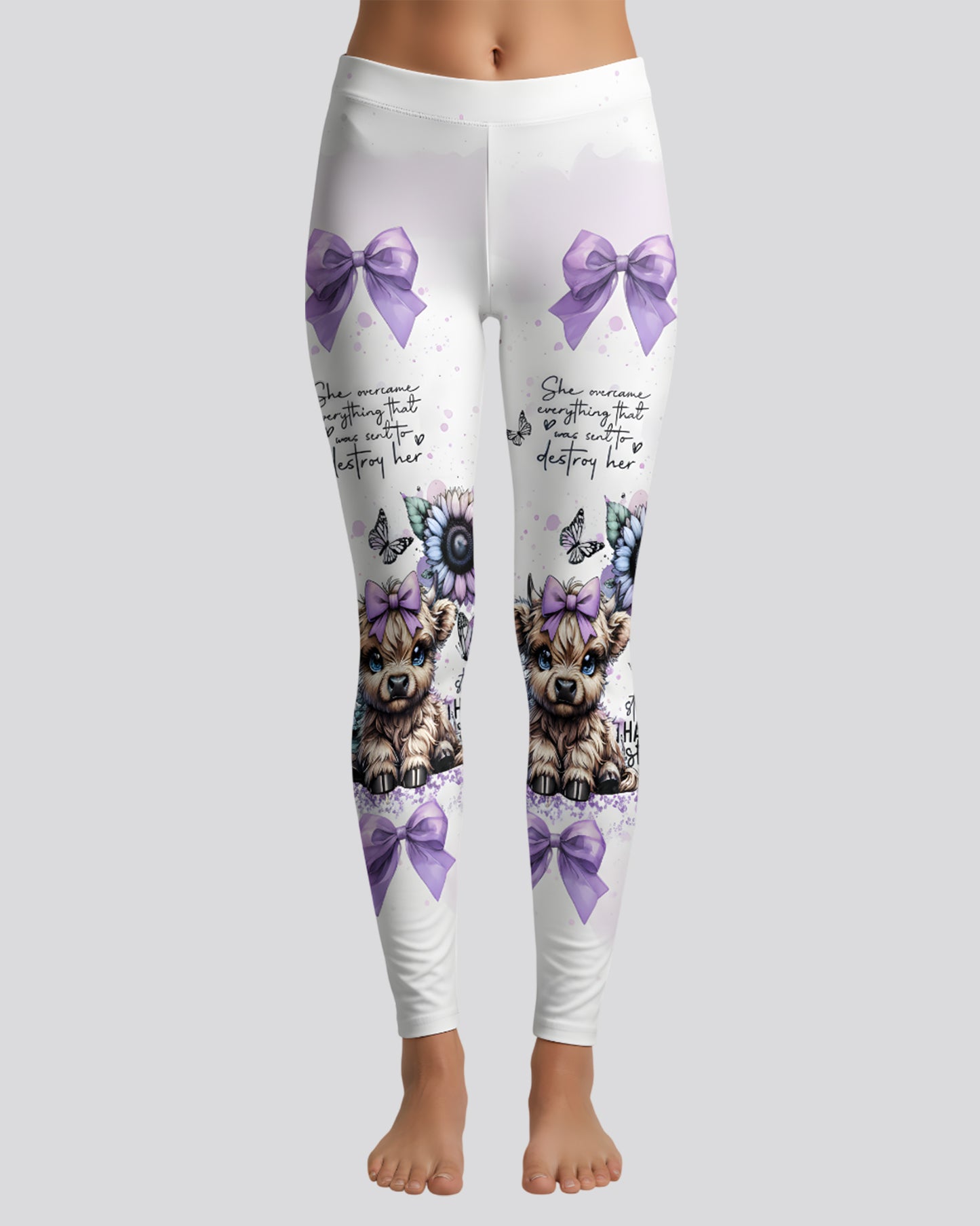 Highland Cow & Flowers - Personalized Highland Cow Hoodie and Leggings