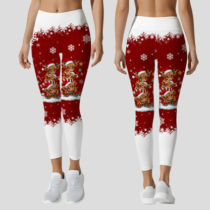 Personalized Christmas Highland Cow Hoodie and Leggings