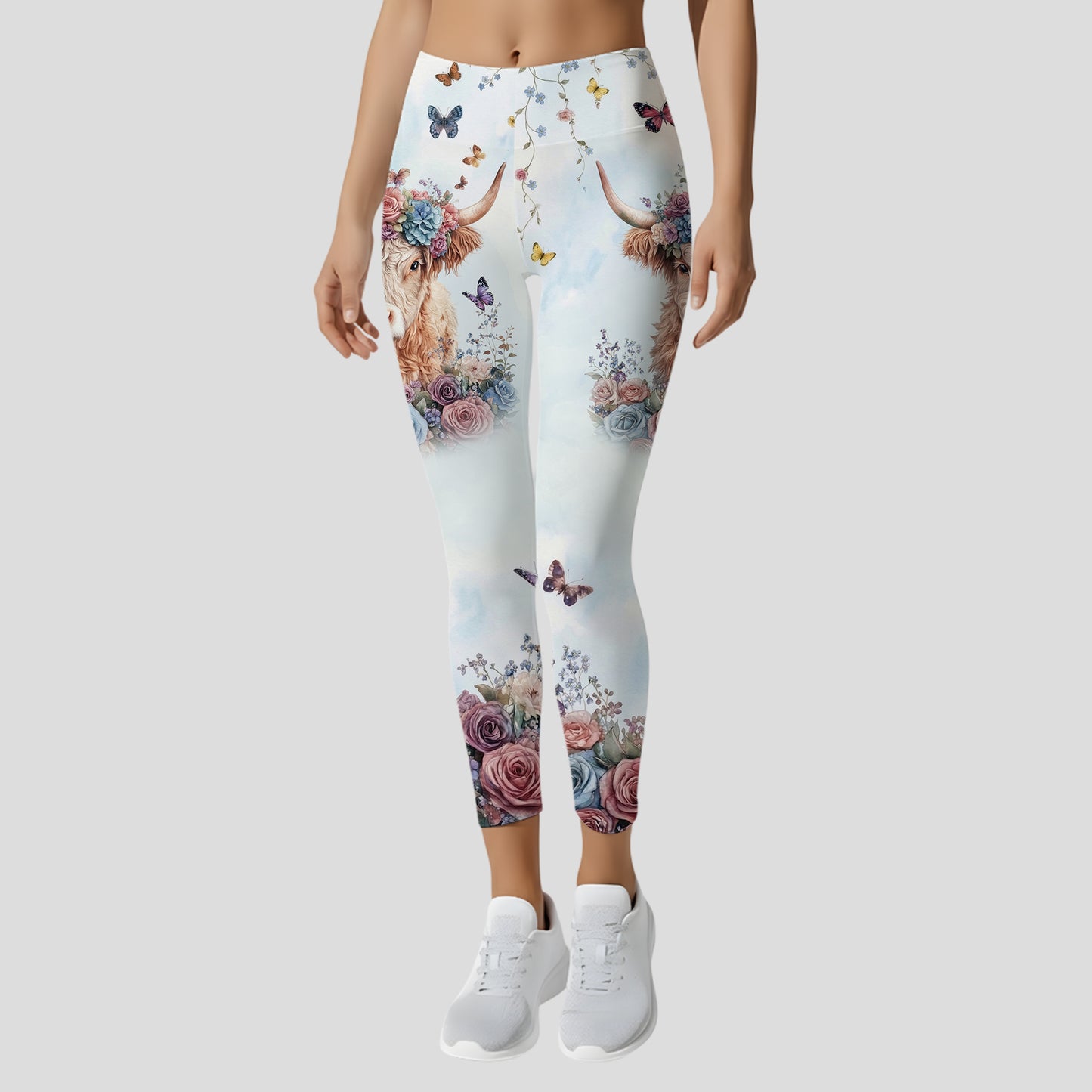 Personalized Floral Highland Cow Hoodie & Leggings Set