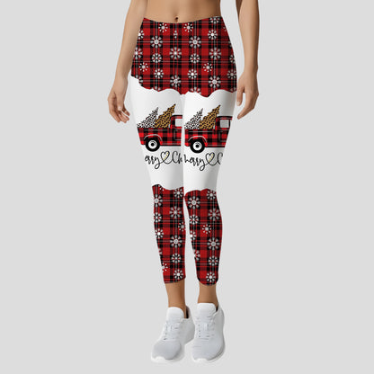 Personalized Christmas Plaid Truck Hoodie & Leggings Set