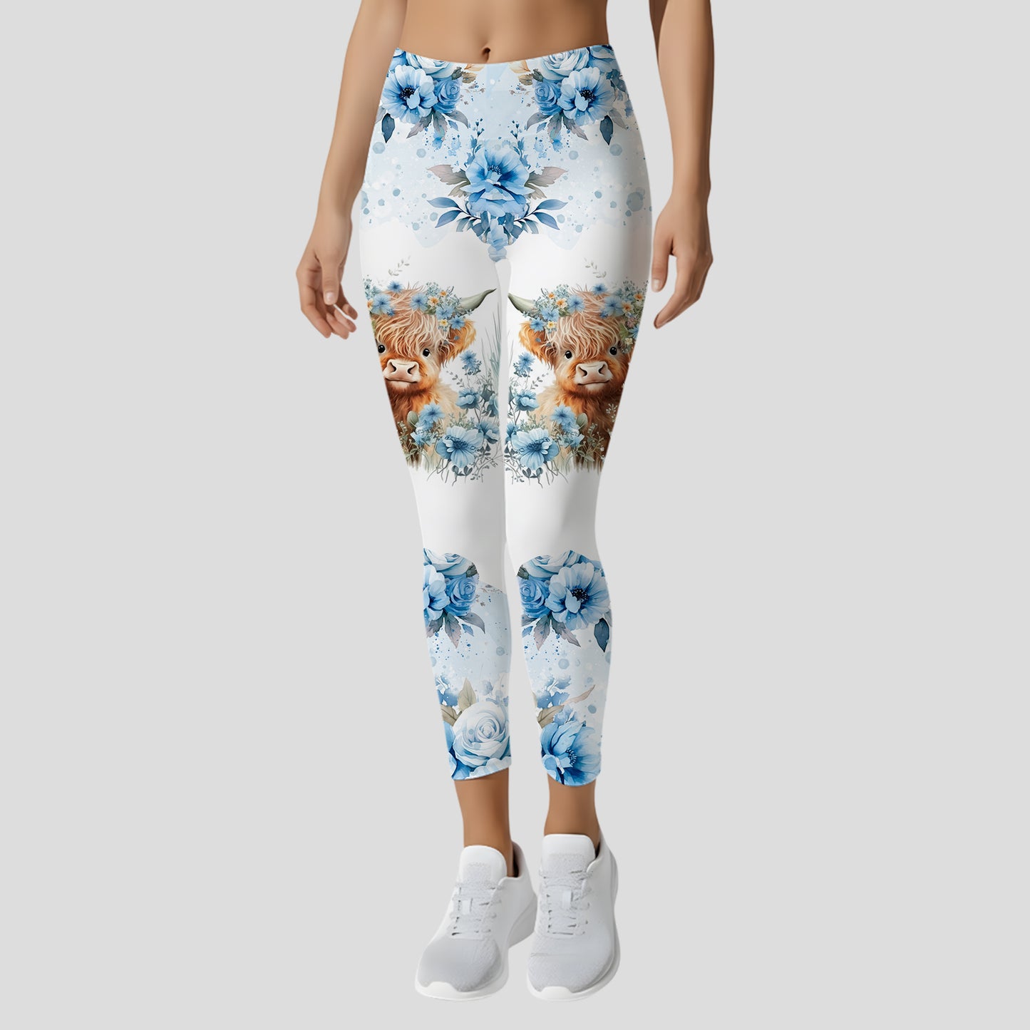 Personalized Floral Highland Cow Hoodie and Leggings