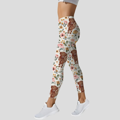 Highland Cow Flower - Personalized Highland Cow Hoodie and Leggings