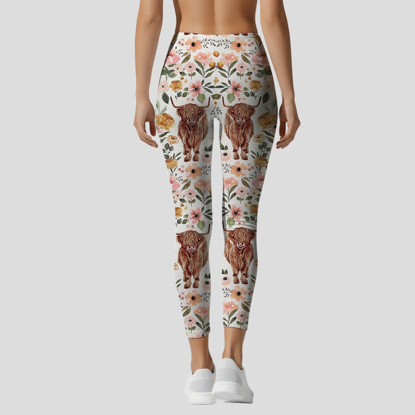 Highland Cow Flower - Personalized Highland Cow Hoodie and Leggings