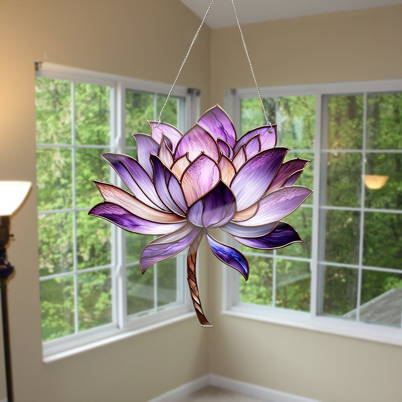 Purple Lotus Acrylic Window Hangings