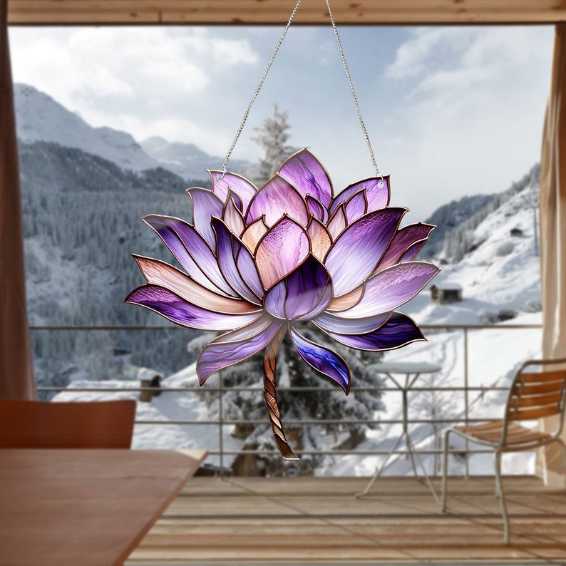 Purple Lotus Acrylic Window Hangings