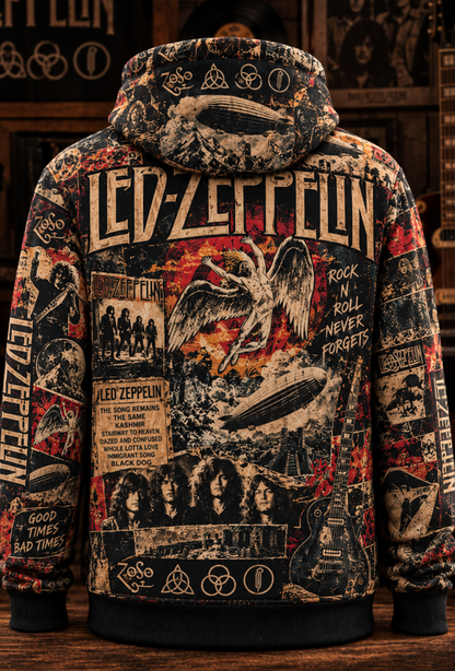 Led Zeppelin Stairway to Heaven Vintage Rock Collage All Over Print Hoodie