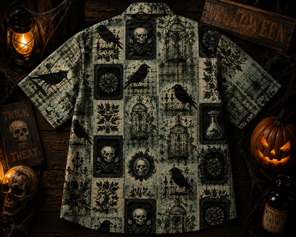 Raven’s Midnight Garden – Gothic Hawaiian Shirt