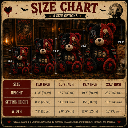 Horror Legends Bear Custom Shaped Pillow – Scary Halloween Gift for Classic Horror & Slasher Fans