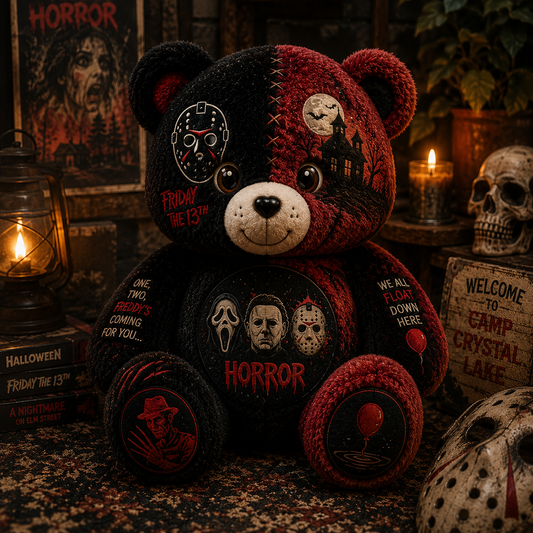 Horror Legends Bear Custom Shaped Pillow – Scary Halloween Gift for Classic Horror & Slasher Fans