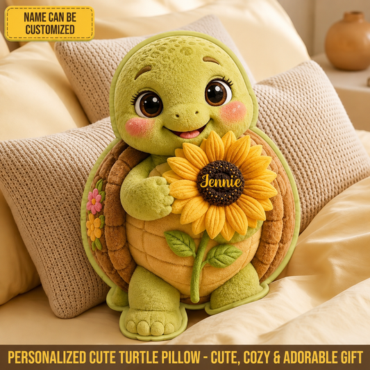 Personalized Little Sunshine Turtle & Turtle Custom Shaped Pillow