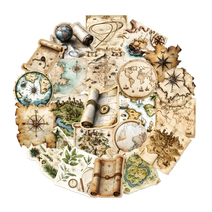 Vintage Map & Compass Adventure Car Coaster