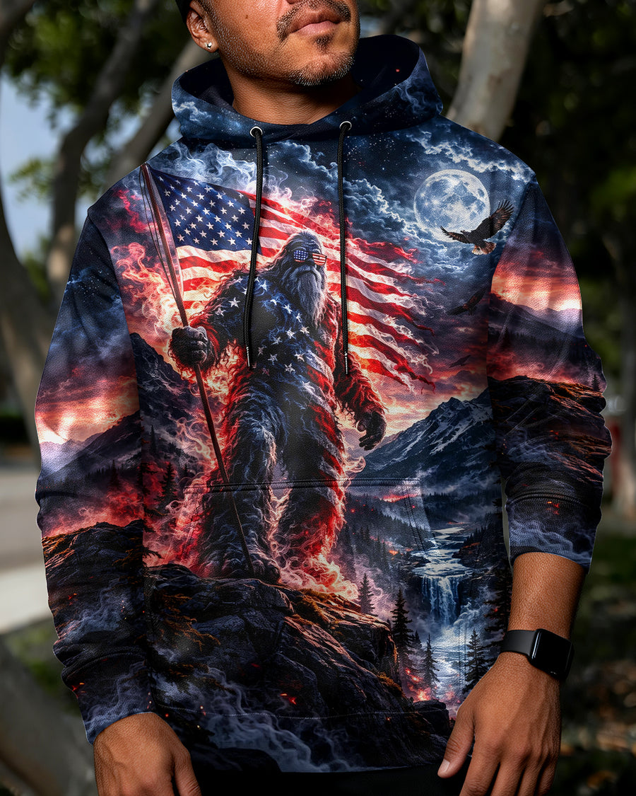 BIGFOOT WITH FLAG ALL OVER PRINT SHIRT