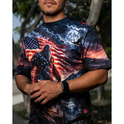 BIGFOOT WITH FLAG ALL OVER PRINT SHIRT